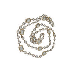 CHANEL 1981 Vintage Clear Crystal Chicklet Sautoir Necklace