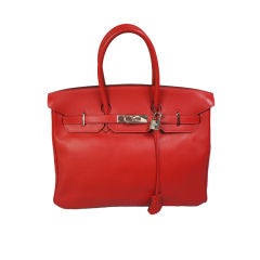 Hermes Vermillion (Red) Swift Birkin 35 cm Palladium HW