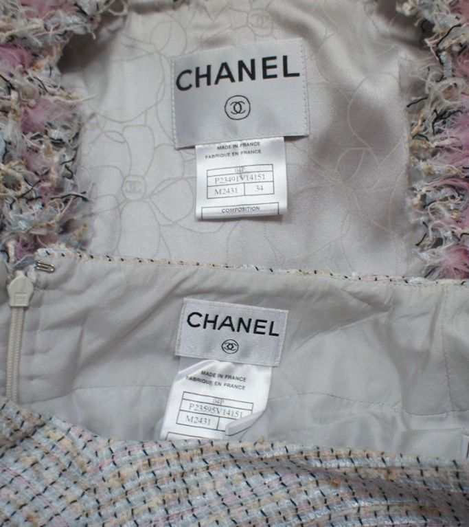 CHANEL 04P Pastel Fantasy Tweed Skirt Suit 34 2 5