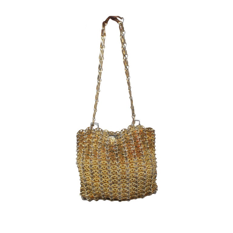 Paco Rabanne '69 Icon Shiny Gold Aluminum Chain Mail Bag For Sale at ...