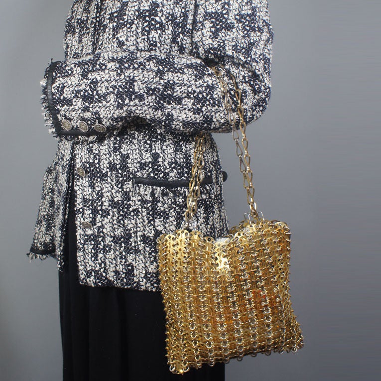Paco Rabanne '69 Icon Shiny Gold Aluminum Chain Mail Bag For Sale 1
