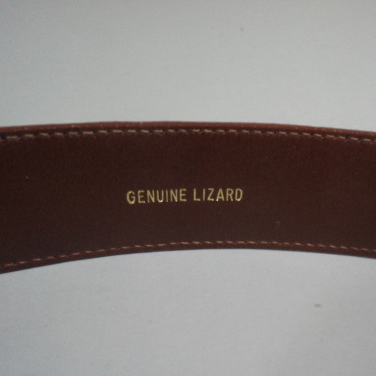 Kieselstein-Cord Brown Lizard Belt With Eagle Head Buckle For Sale 2