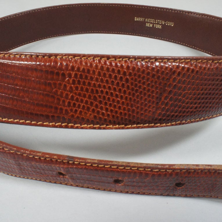 Kieselstein-Cord Brown Lizard Belt With Eagle Head Buckle For Sale 6