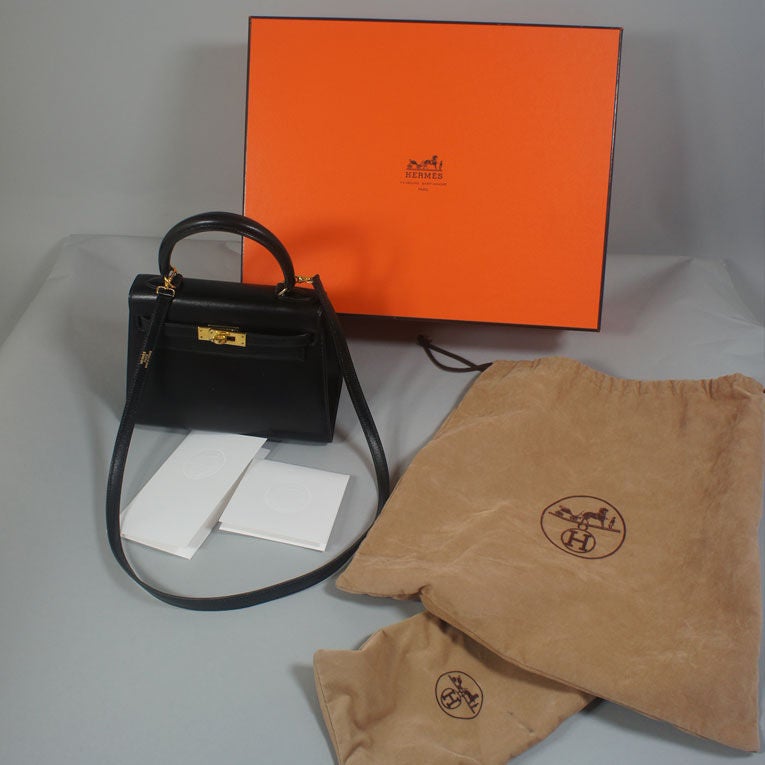 Hermes Vintage Noir (Black) Box Leather Mini Kelly 20cm GHW 7