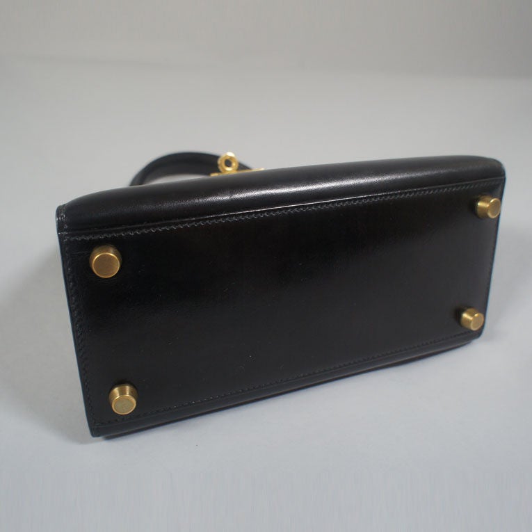 Hermes Vintage Noir (Black) Box Leather Mini Kelly 20cm GHW 1