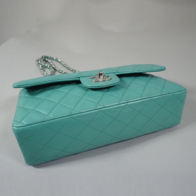 CHANEL Aqua Green Vintage 2.55 Lambskin Double Flap Bag SHW 2