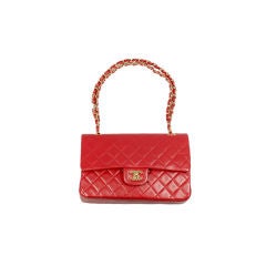 Vintage Chanel VTG 1989 Classic Red Lambskin 2.55 Double Flap Bag GHW