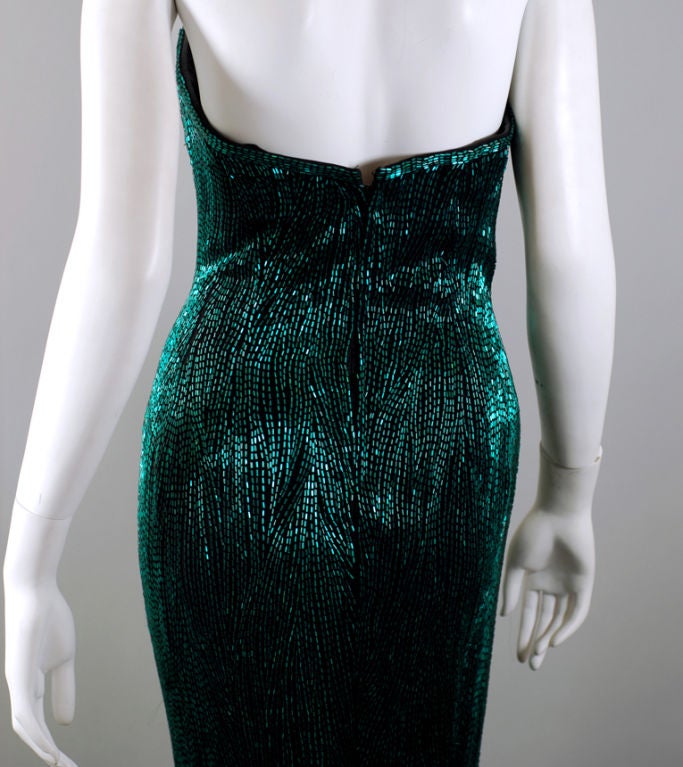 Bob Mackie Vintage 1980s Beaded Evening Gown Emerald Green 2
