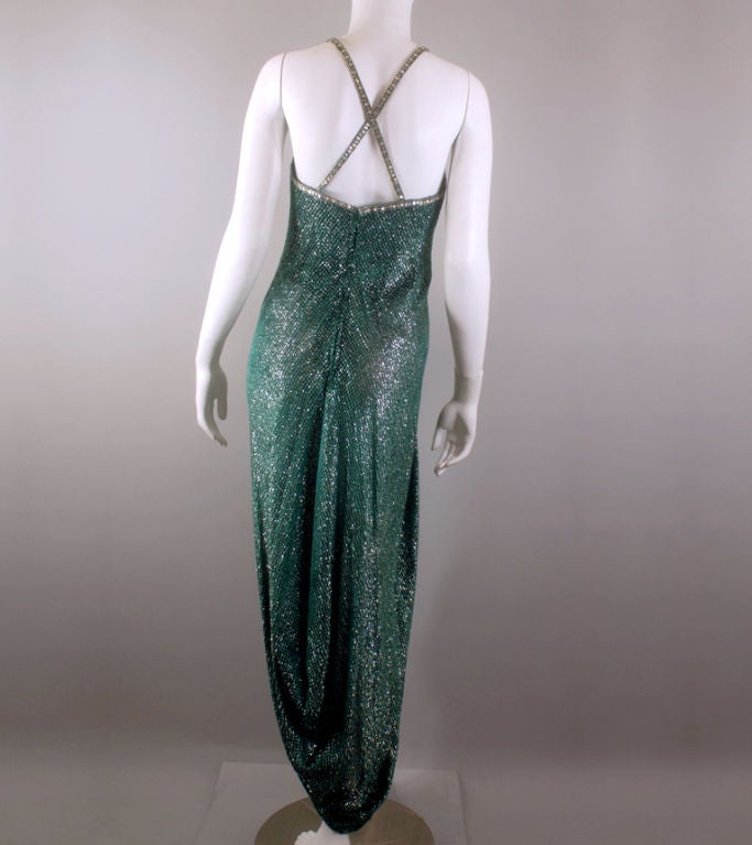 Bob Mackie Vintage Runway Emerald and Silver  Evening Dress 2 4 1