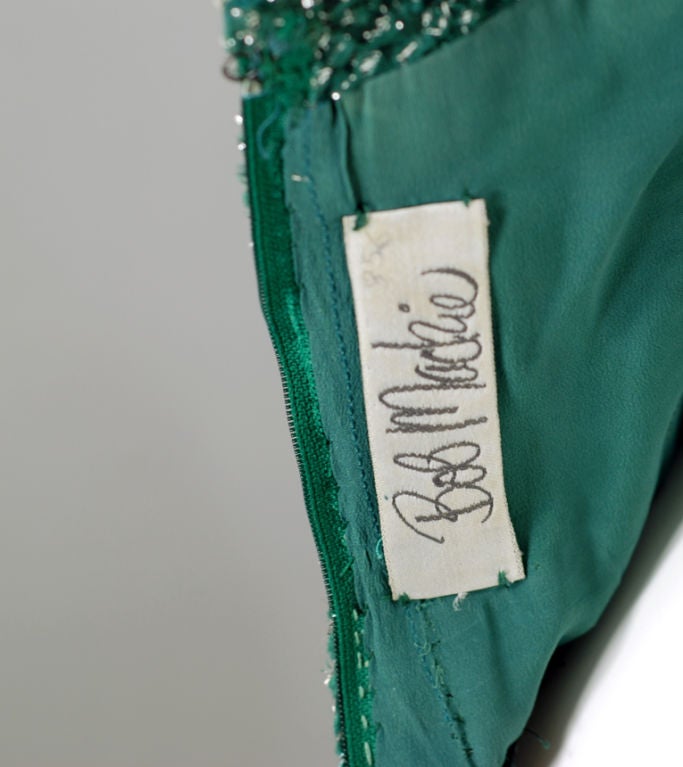 Bob Mackie Vintage Runway Emerald and Silver  Evening Dress 2 4 2