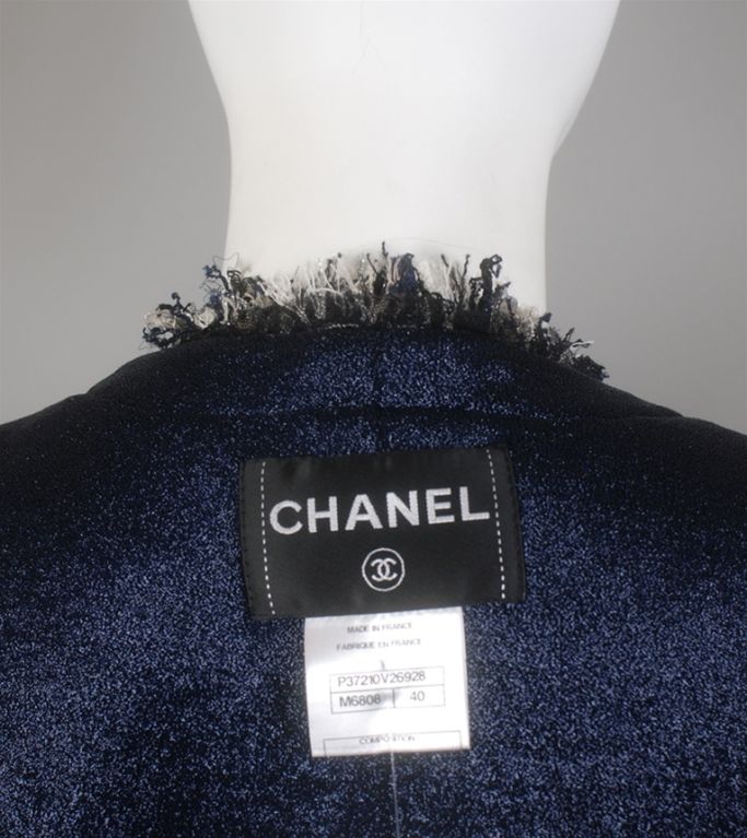 CHANEL 10A Navy Maroon And White Multi Boucle Jacket 40 8 2