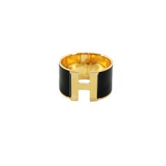 Hermes Noir Enamel Extra Wide Clic-Clac Bracelet GHW