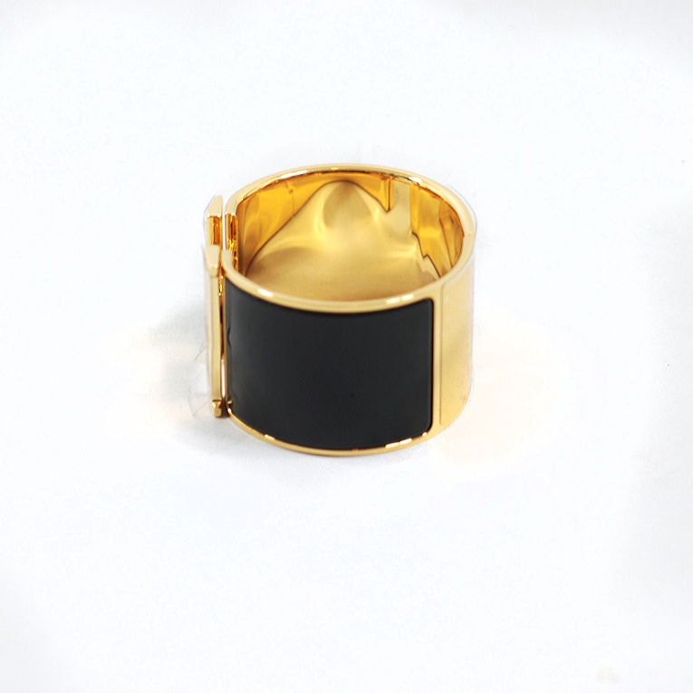 Hermes Noir Enamel Extra Wide Clic-Clac Bracelet GHW