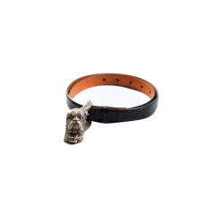 Kieselstein Cord Black Lizard Bulldog Belt