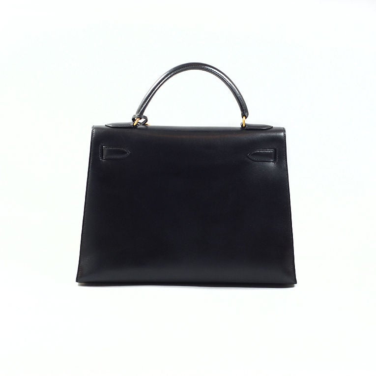 Hermes Vintage Black Box Kelly 32cm GHW