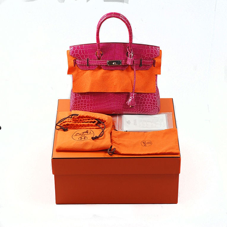 Hermes Fuchsia Crocodile Birkin 30 cm PHW 5