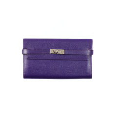 Hermes Kelly Long Wallet Iris (purple) Epsom Leather PHW