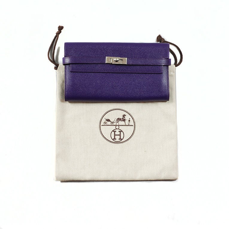 Hermes Kelly Long Wallet Iris (purple) Epsom Leather PHW 3
