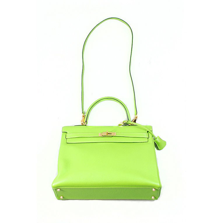 Hermes Vert Cru Clemence 35cm GHW