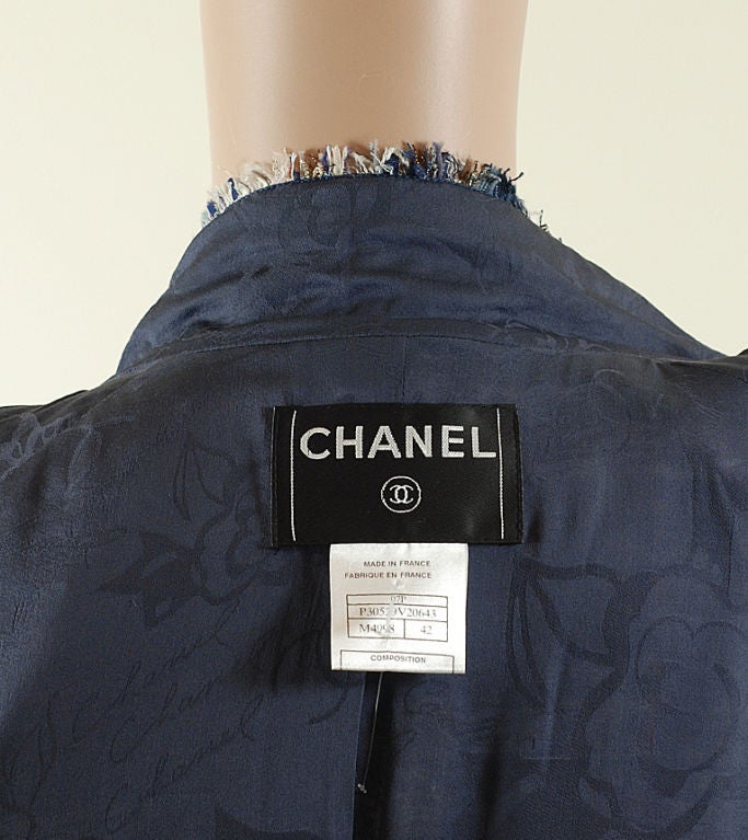 CHANEL Blue Lesage Fantasy Tweed & Ribbon Boucle Jacket FR 42 1