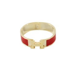 Hermes Clic-Clac H Wide Bracelet Red Enamel GHW