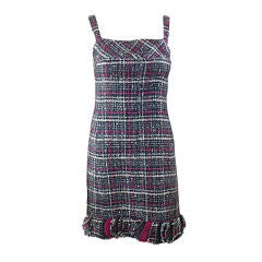 CHANEL Fuchsia Tweed Boucle Dress 34 2