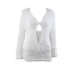 Vintage CHANEL White Eyelash Long-Sleeve Knit Weave Sweater Top 42 10