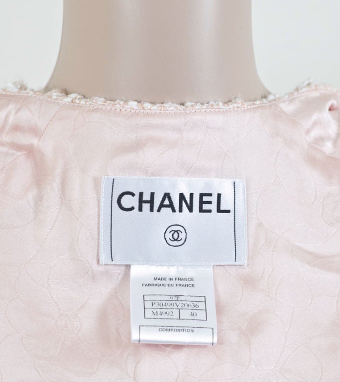 Chanel 07P Salmon Pink Tweed Boucle Coat And Dress 40 8 4