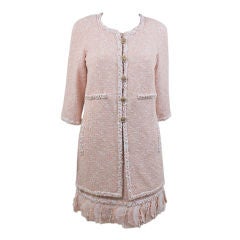Chanel 07P Salmon Pink Tweed Boucle Coat And Dress 40 8