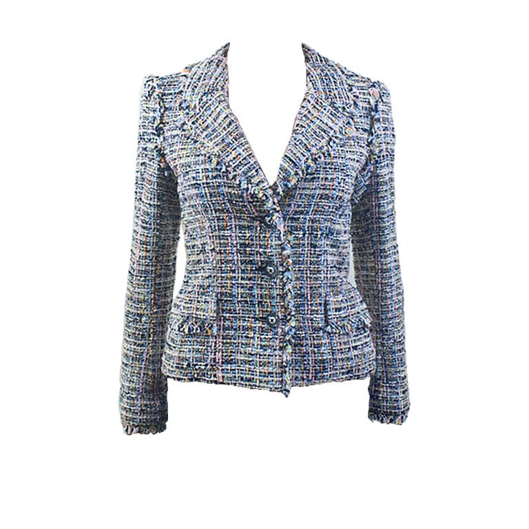 CHANEL 04P Multicolor Fantasy Tweed Boucle Jacket 36 4