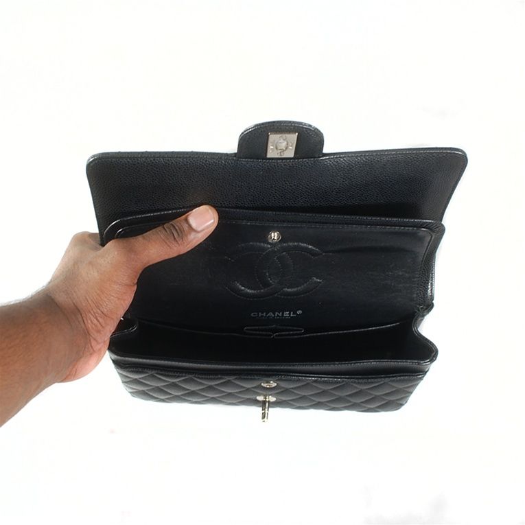 CHANEL Black Caviar Classic 2.55 Double Flap Bag SHW 3