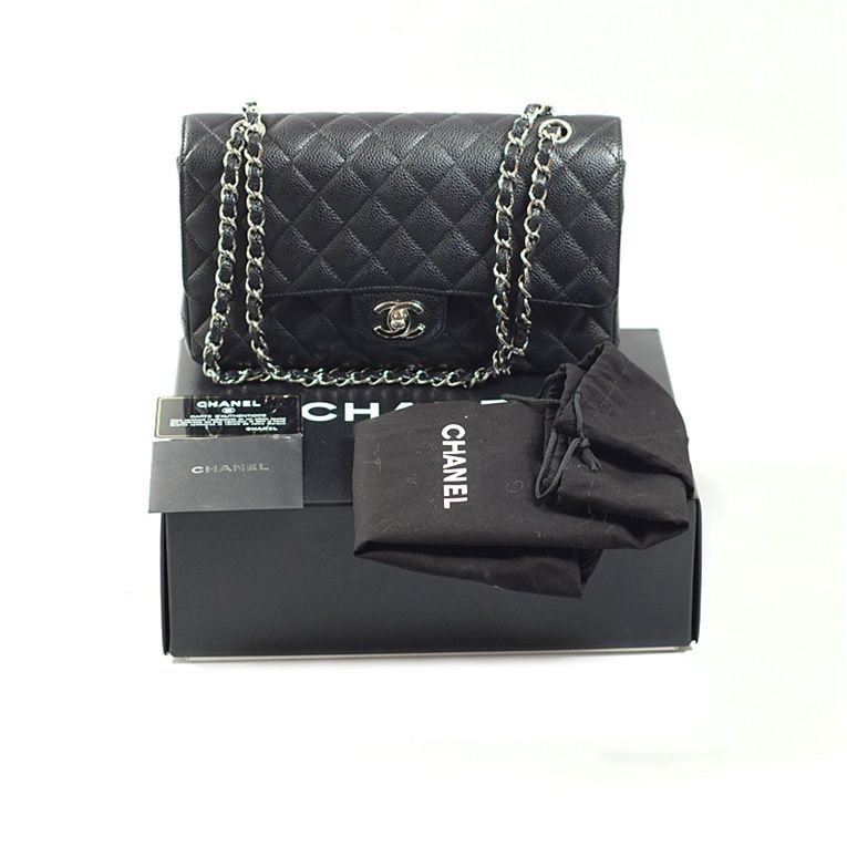 CHANEL Black Caviar Classic 2.55 Double Flap Bag SHW 5