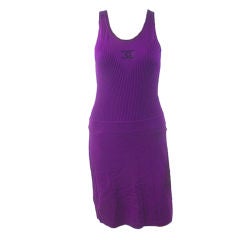 CHANEL Purple Knit Sleeveless CC Dress 36 4