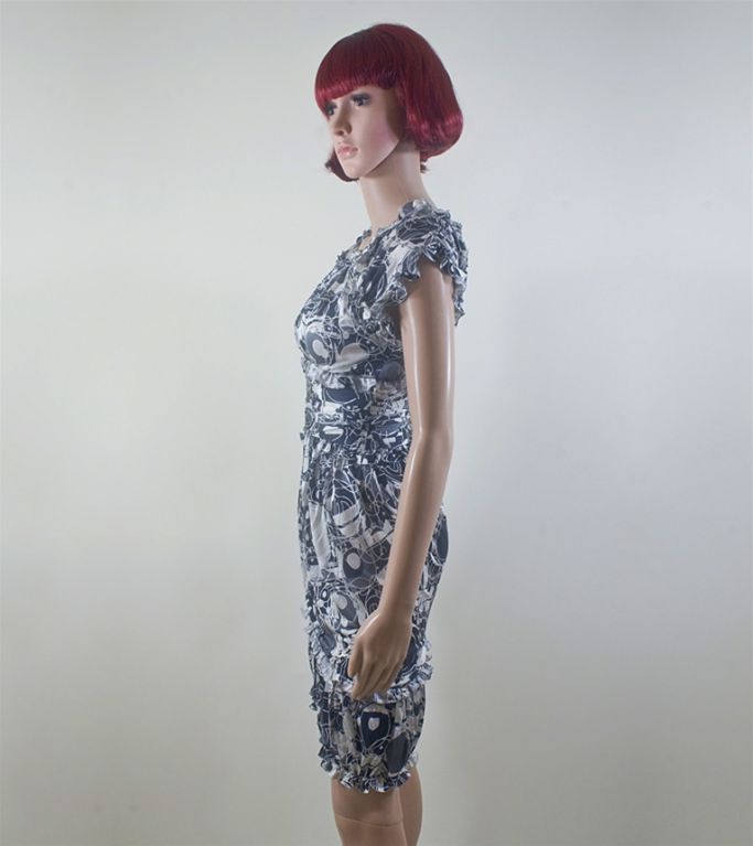 CHANEL 08P Black & White Abstract Print Silk Dress 34 2