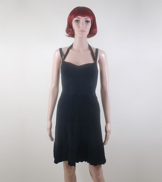 CHANEL 08P Black Knit Halter Dress 36 4 / 34 2 For Sale 3
