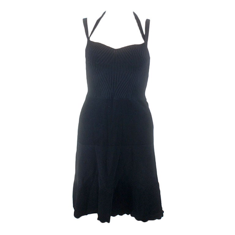 CHANEL 08P Black Knit Halter Dress 36 4 / 34 2 For Sale