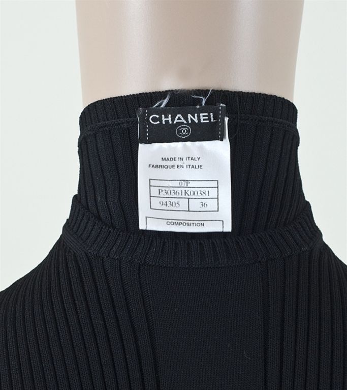 CHANEL 07P Black Sleeveless Knit Dress 36 4 / 34 2 For Sale 2
