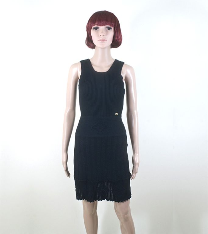 CHANEL 07P Black Sleeveless Knit Dress 36 4 / 34 2 For Sale 3