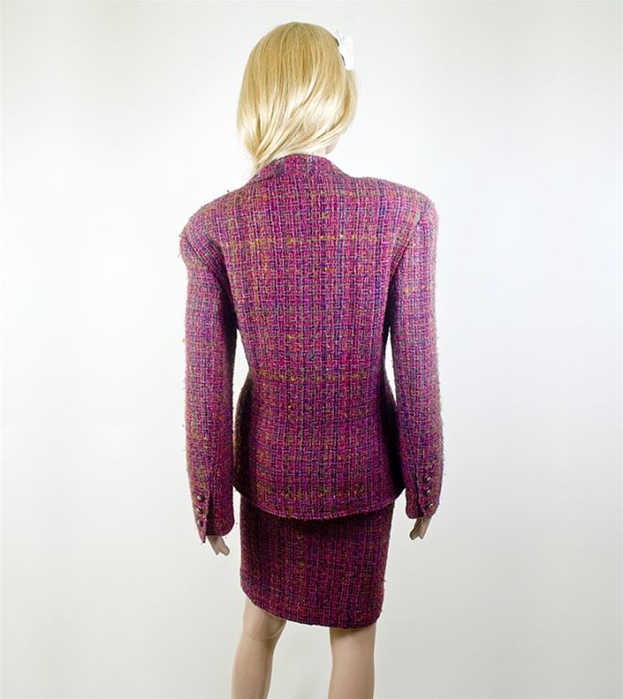 Chanel 98A Multi Fantasy Tweed Skirt Suit FR 44 US 12 For Sale 1