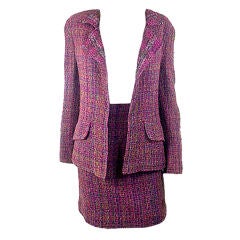 Vintage Chanel 98A Multi Fantasy Tweed Skirt Suit FR 44 US 12