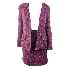 Chanel 2014 14K Pink Supermarket Fantasy Tweed Jacket and Skirt Suit FR 44/  US 10