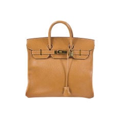 Hermes 32cm Noisette Box Leather Gold Plated HAC Birkin Bag - Yoogi's Closet