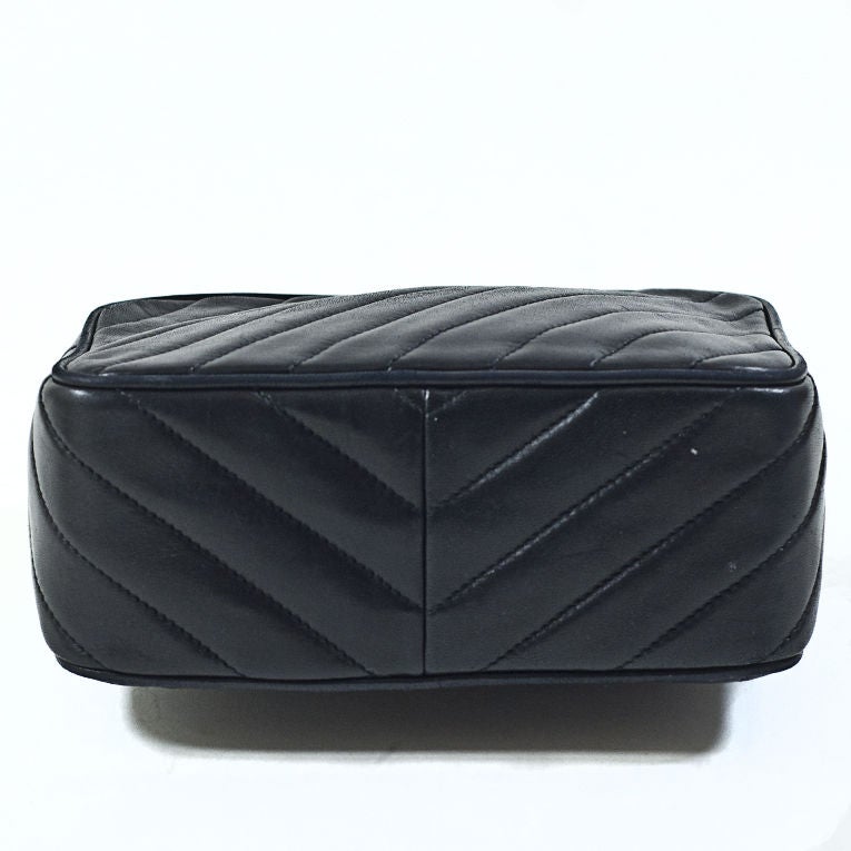 Women's Chanel Vintage Lambskin Diagonal Stripe Quilted Camera Bag GHW