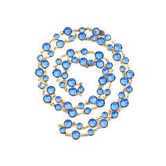 Chanel Vintage Blue Crystal Sautoir Necklace
