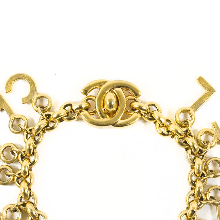 CHANEL Vintage "C-H-A-N-E-L" Dangling Letter Charm Bracelet