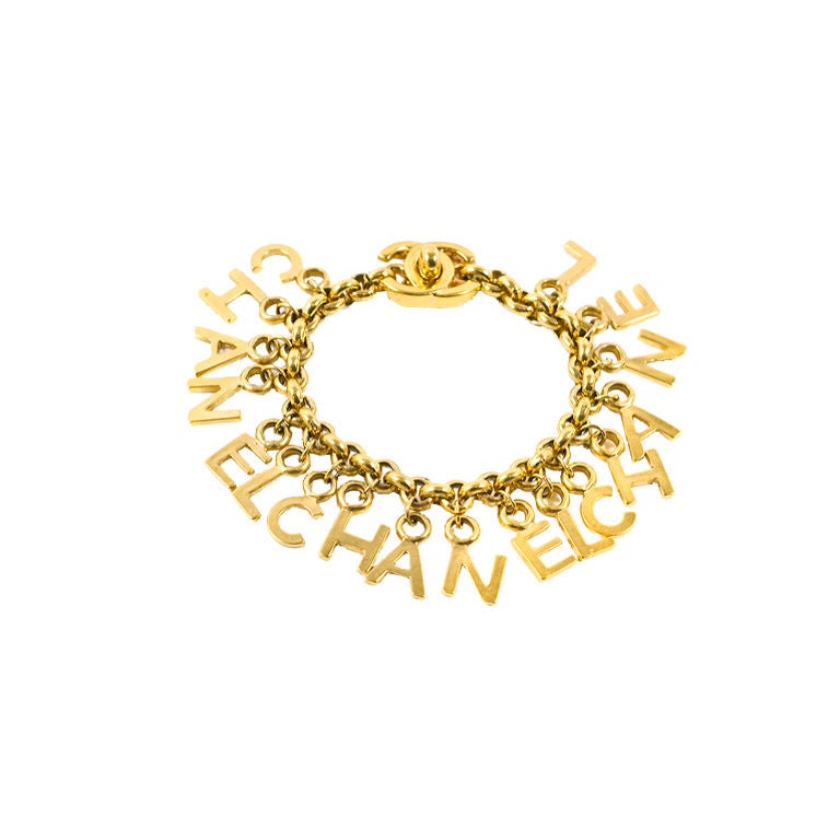 CHANEL Vintage "C-H-A-N-E-L" Dangling Letter Charm Bracelet