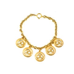 Chanel Vintage 1980s Gold CC Coin Charm Choker