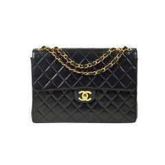 CHANEL Vintage Black Lambskin Jumbo Flap Bag GHW