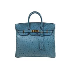 Hermes Blue Jean Ostrich Birkin Handbag 32cm GHW