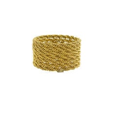 CHANEL Vintage 1970s Layered Braided Gold Cuff Bracelet